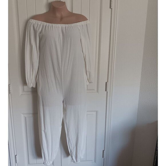 Shein White  XL Off-Shoulder Jumpsuit - Picture 1 of 5